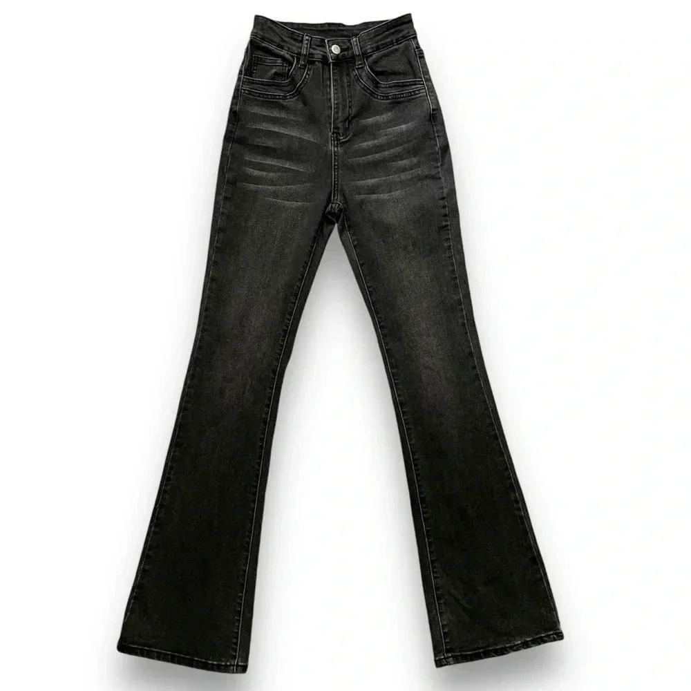 High Waisted Flare Boot Cut Jeans Women’s XS/2 Dark Grey Stretch Denim - Shein